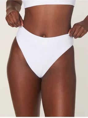 Andie swim Anthropologie 90’s High-Waist ribbed White ivory Bikini Bottoms S